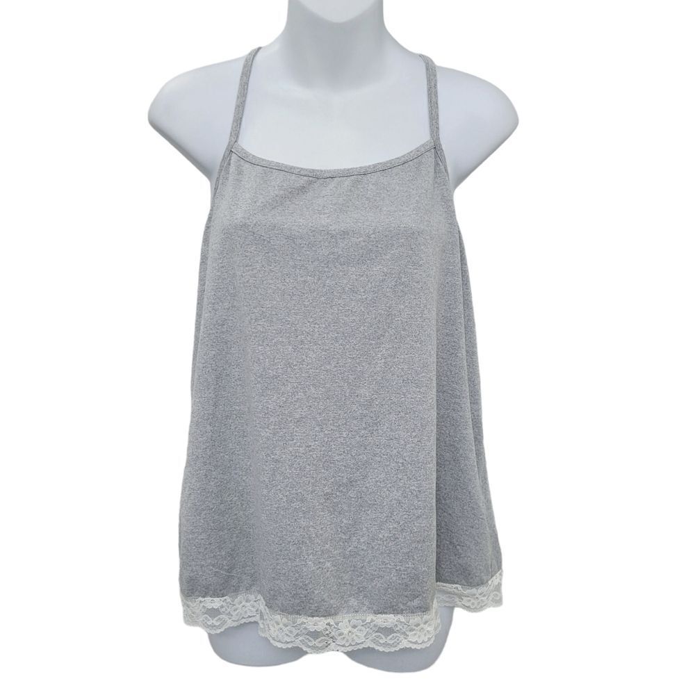 3/$20 Grey With Lace Tank Top SleepwearโSize: M